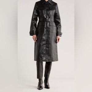Rebecca Minkoff NWT Black Vegan Leather Trench Coat.